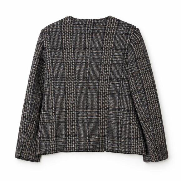 Gloria Vanderbilt minimalist designer dark academia preppy wool blazer tweed - Picture 2 of 5